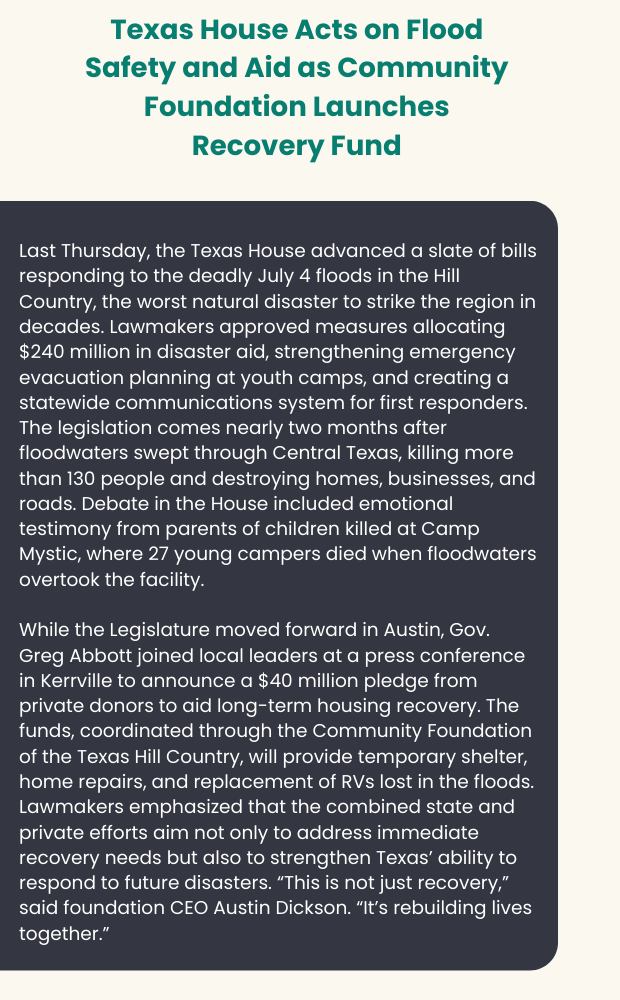 Texas House acts on flood safety and aid as recovery fund launches