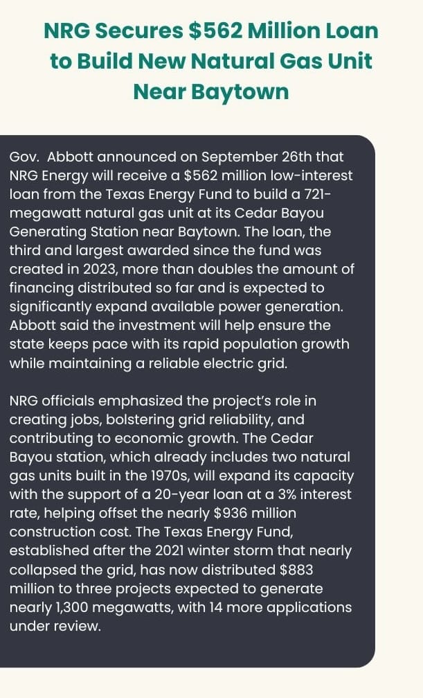 NRG secures $562 million loan to build natural gas unit near Baytown