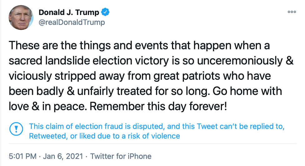 Tweet from President Trump