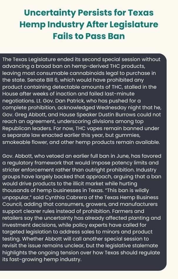 Uncertainty persists for Texas hemp industry after legislature fails to pass ban