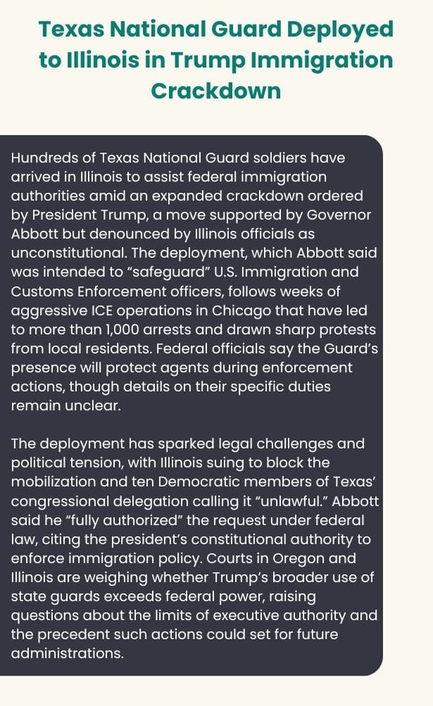 Texas National Guard deployed to Illinois in Trump immigration crackdown