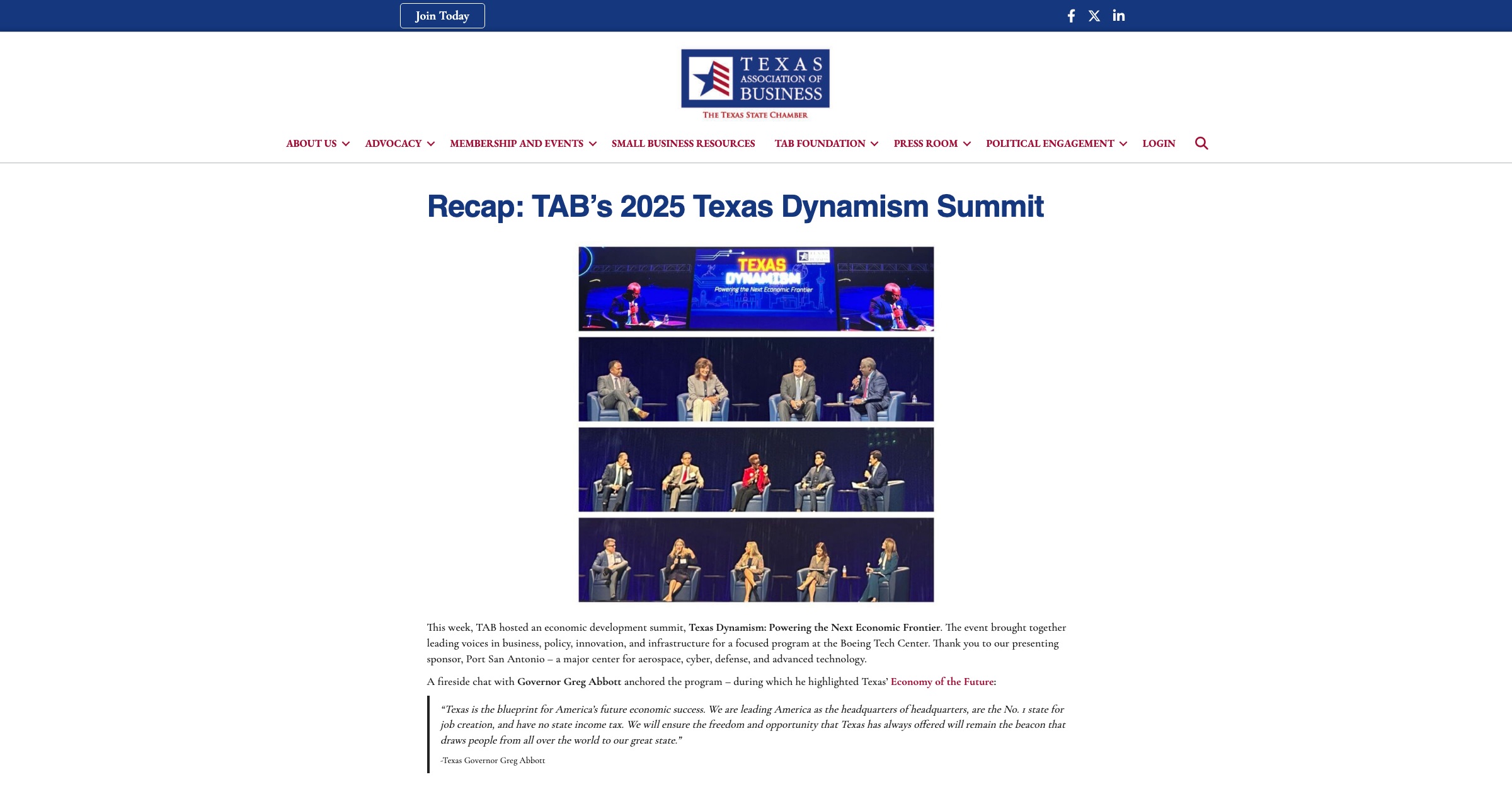 Texas Association of Business recap of the 2025 Texas Dynamism Summit